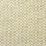 Fabric sample of a yellow and neutral printed linen fabric with a geometric pattern