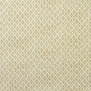 Fabric sample of a yellow and neutral printed linen fabric with a geometric pattern