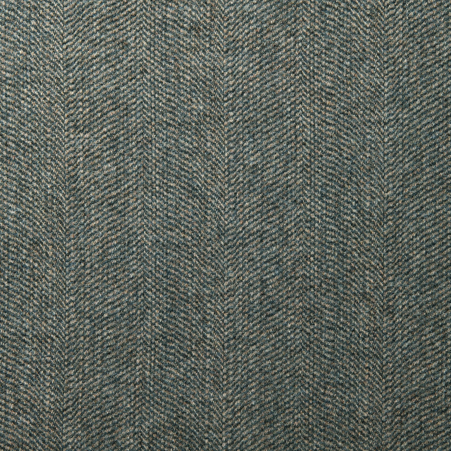 Sample of a classic herringbone woven fabric in blue.