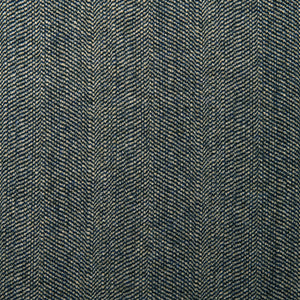Sample of a classic herringbone woven fabric in blue.