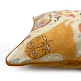 Decorative cushion with a lion design on a off-white background