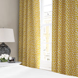 Linen curtain with a subtle all-over repeat in yellow, cream and black