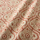Linen print with a handcrafted feel in red