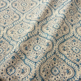 Linen print with a handcrafted feel in blue