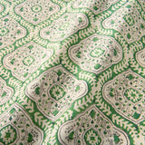 Linen print with a handcrafted feel in green
