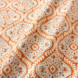Linen print with a handcrafted feel in orange