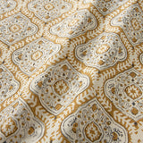 Linen print with a handcrafted feel in ochre
