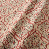 Linen print with a handcrafted feel in red