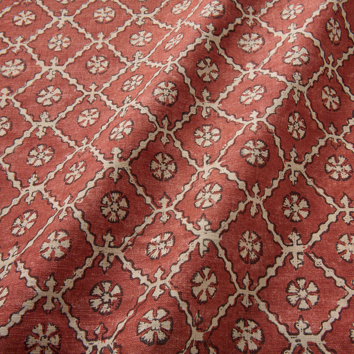Khiva Rose Printed Linen Fabric Linwood