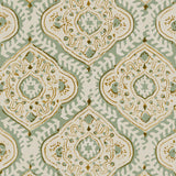 Linen print with a handcrafted feel in pale green