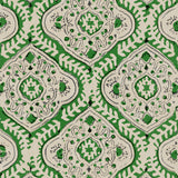 Linen print with a handcrafted feel in green