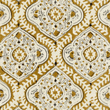 Linen print with a handcrafted feel in ochre