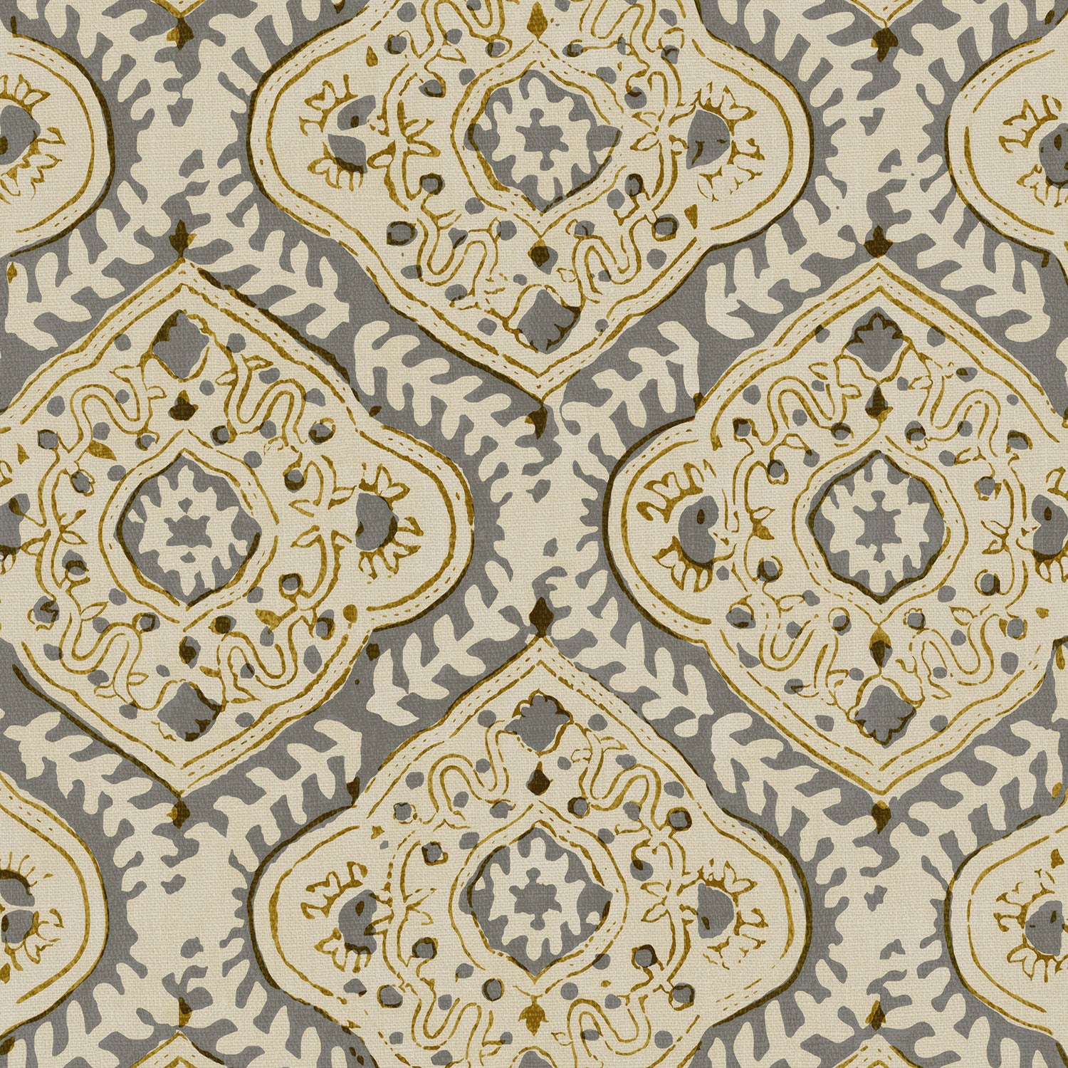 Linen print with a handcrafted feel in grey