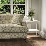 Sofa covered in a linen print with a handcrafted feel in grey
