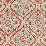 Linen print with a handcrafted feel in red