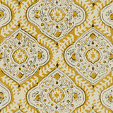Linen print with a handcrafted feel in yellow