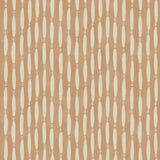 A printed linen fabric sample in orange and off white featuring a Japanese print.