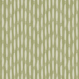 A printed linen fabric sample in green and off white featuring a Japanese print.