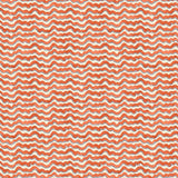 A printed linen fabric sample in red, blue and off white featuring a sound wave pattern