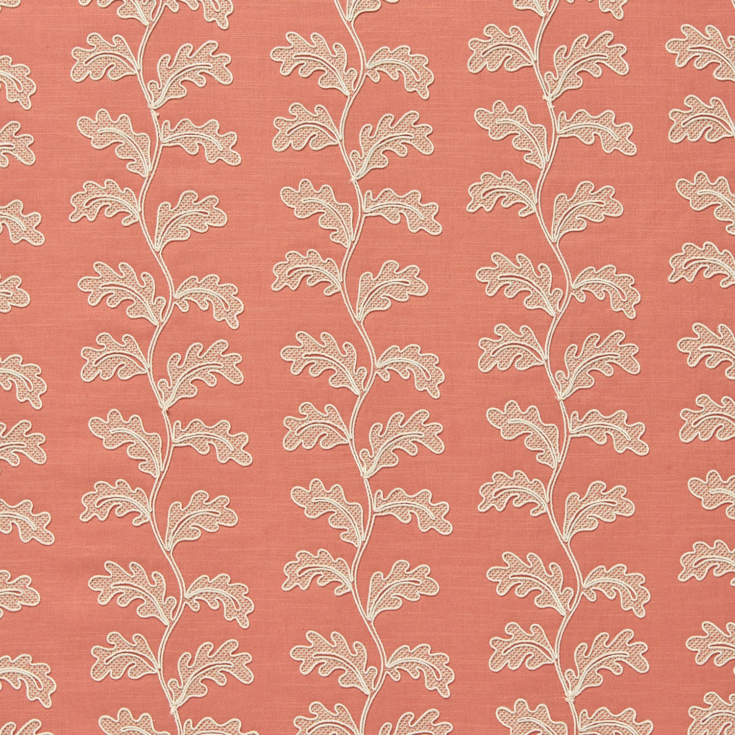 なつみかん　swivel SILK UNION MILAN CORAL Helena – Soft Coral | Embroidery Fabric by Linwood | Oakleaf Design