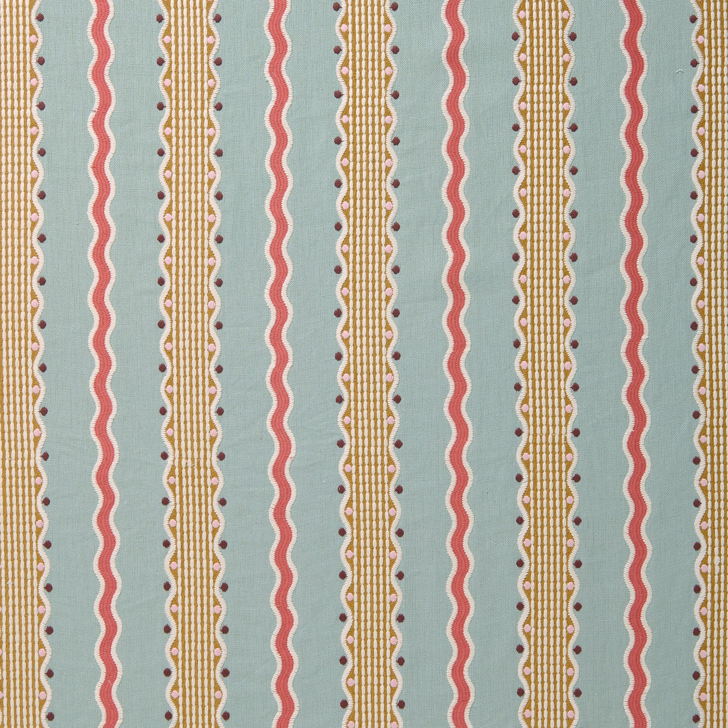 Hermia – Sunset | Embroidery Fabric by Linwood | Playful Stripe Linen