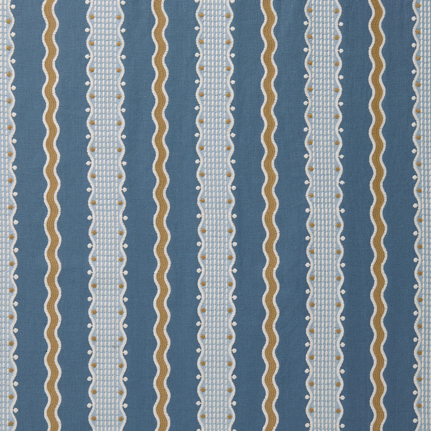 Hermia – River | Embroidery Fabric by Linwood | Playful Stripe Linen