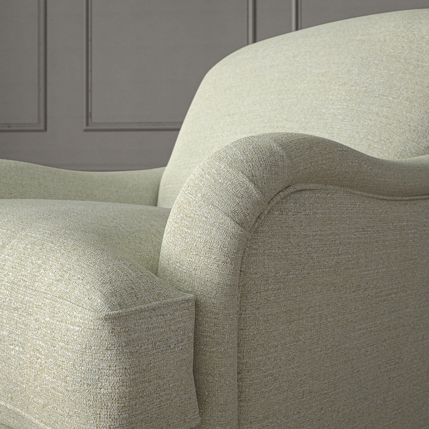 Woven Ivory coloured fabric on a chair