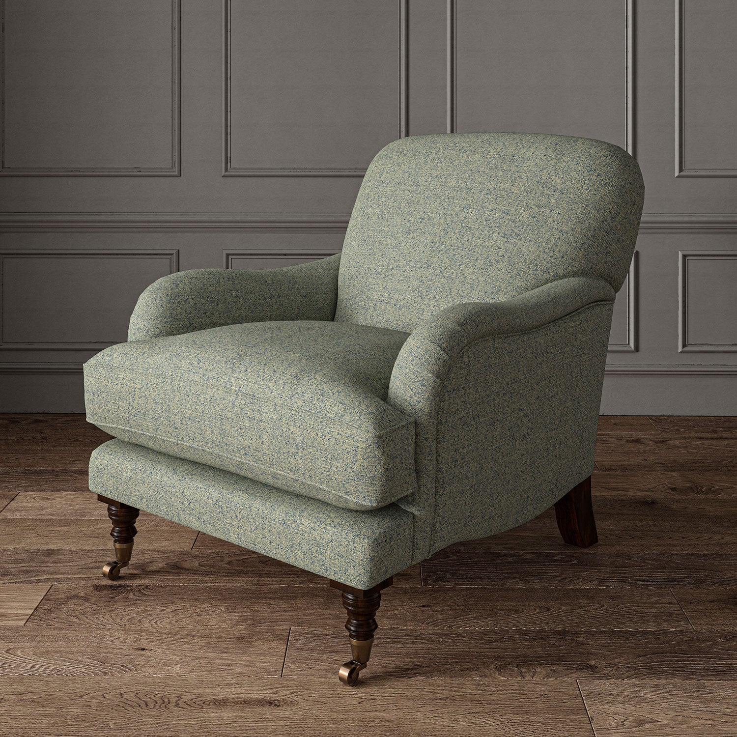 Woven blue coloured fabric on a chair