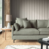 Woven blue coloured fabric on a sofa