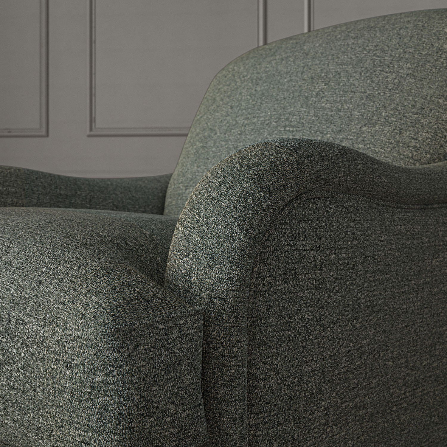 Woven Pewter coloured fabric on a chair