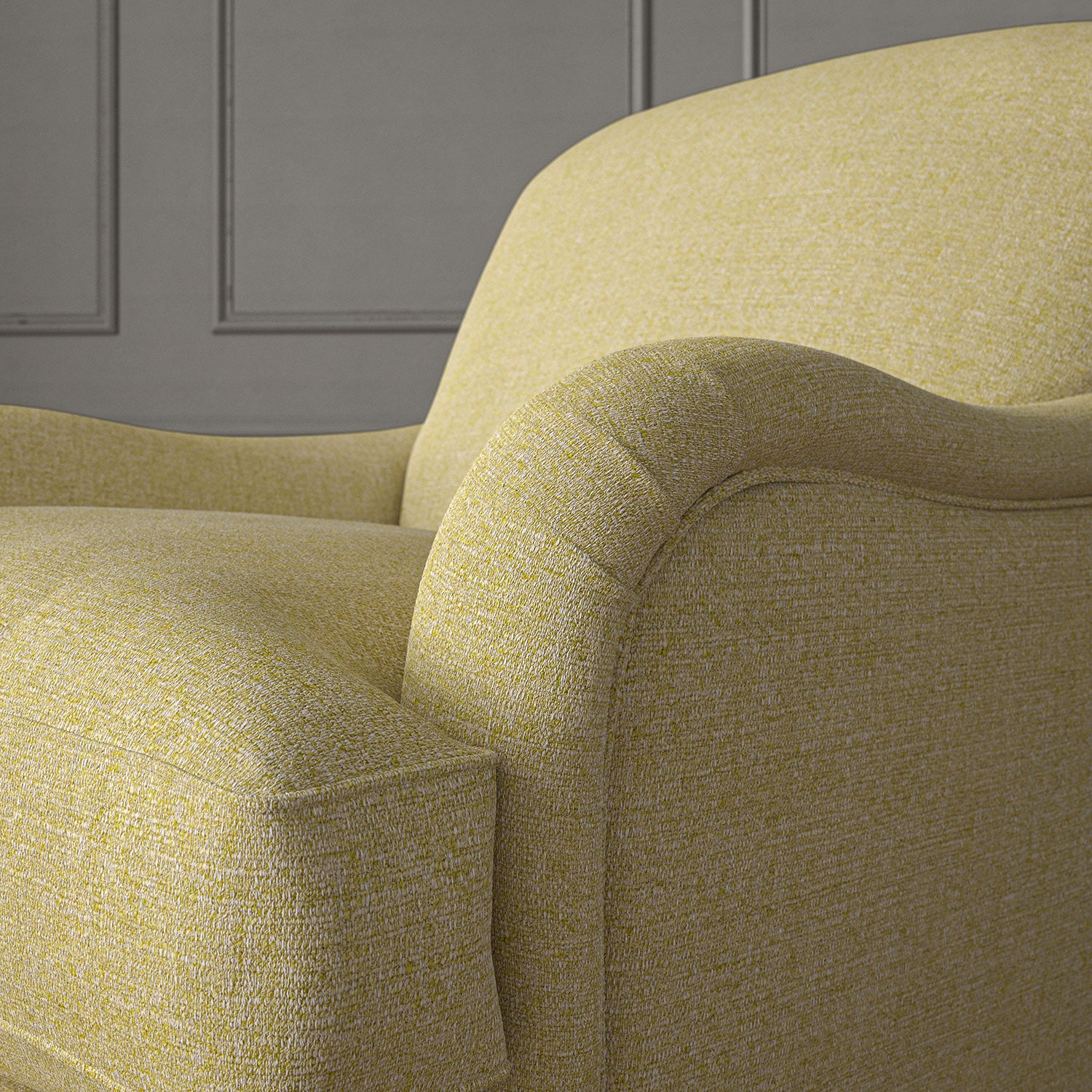 Woven light yellow coloured fabric on a chair
