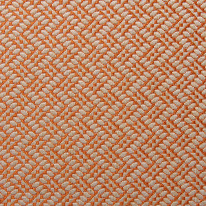 A woven fabric sample in orange and off-white featuring a trellis pattern.