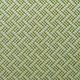 A woven fabric sample in green and off-white featuring a trellis pattern.