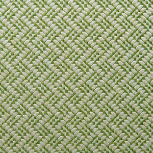 A woven fabric sample in green and off-white featuring a trellis pattern.