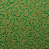 A woven fabric sample in green featuring a wavy pattern.