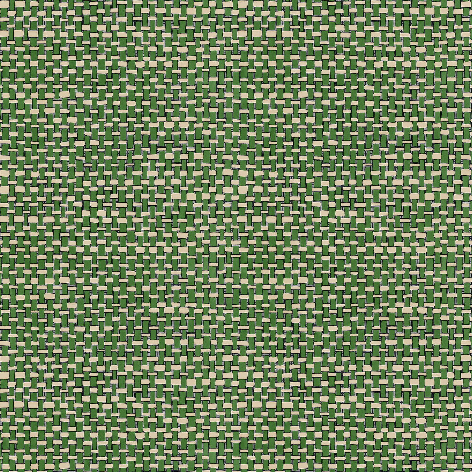Sample of a green wallpaper with faux basketweave pattern