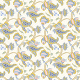 Fabric swatch of a floral vine design linen fabric for curtains and upholstery