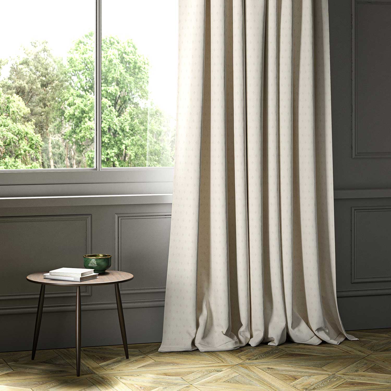 A white woven fabric shown as a curtain.