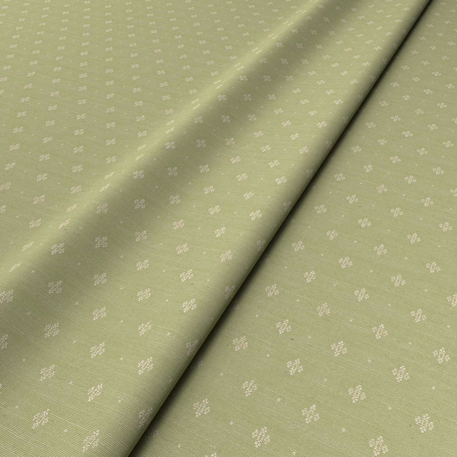 Sample of a green woven fabric.