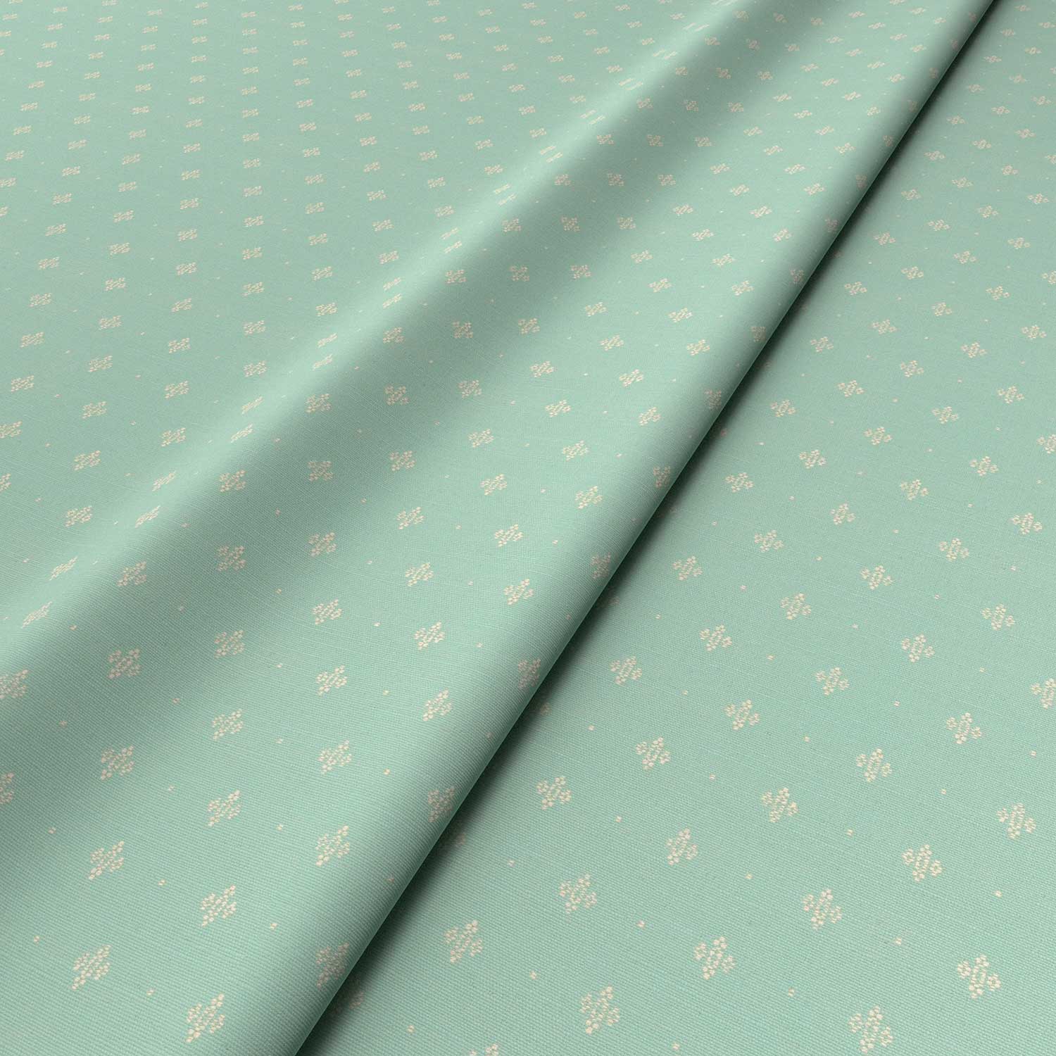 Sample of a blue woven fabric.