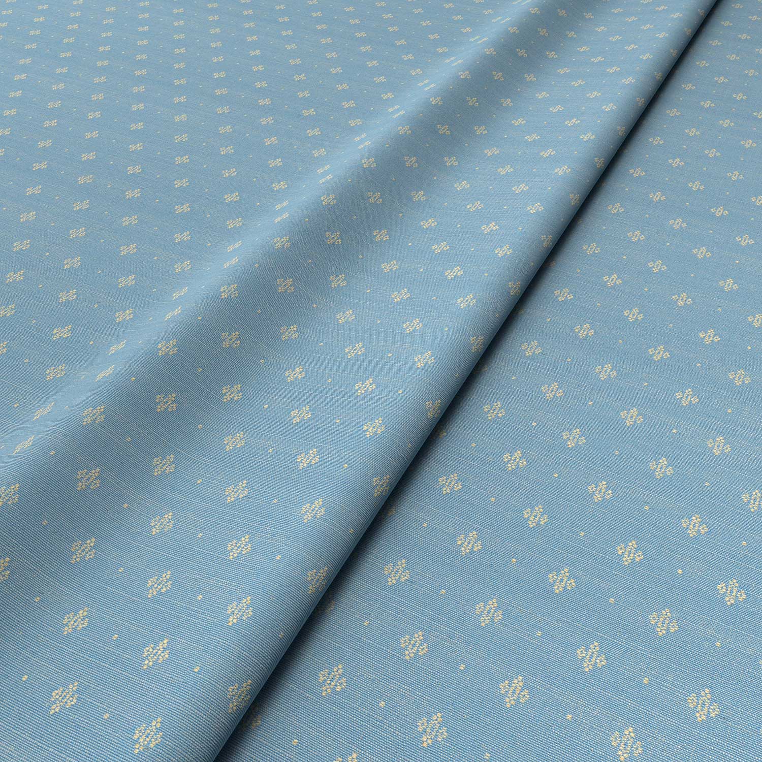 Sample of a blue woven fabric.