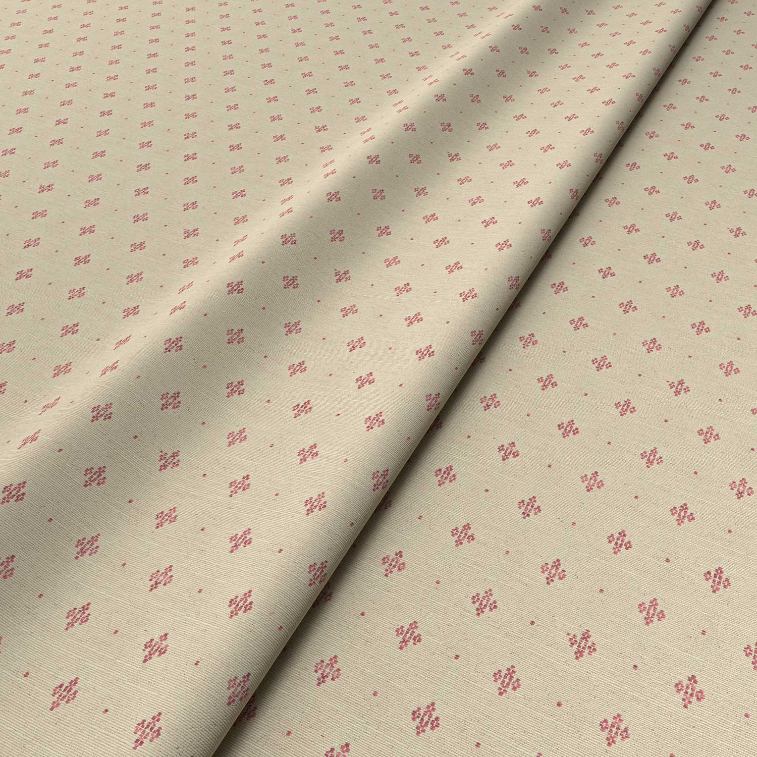 Sample of cream woven fabric.