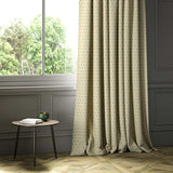 A cream oven fabric shown as a curtain.