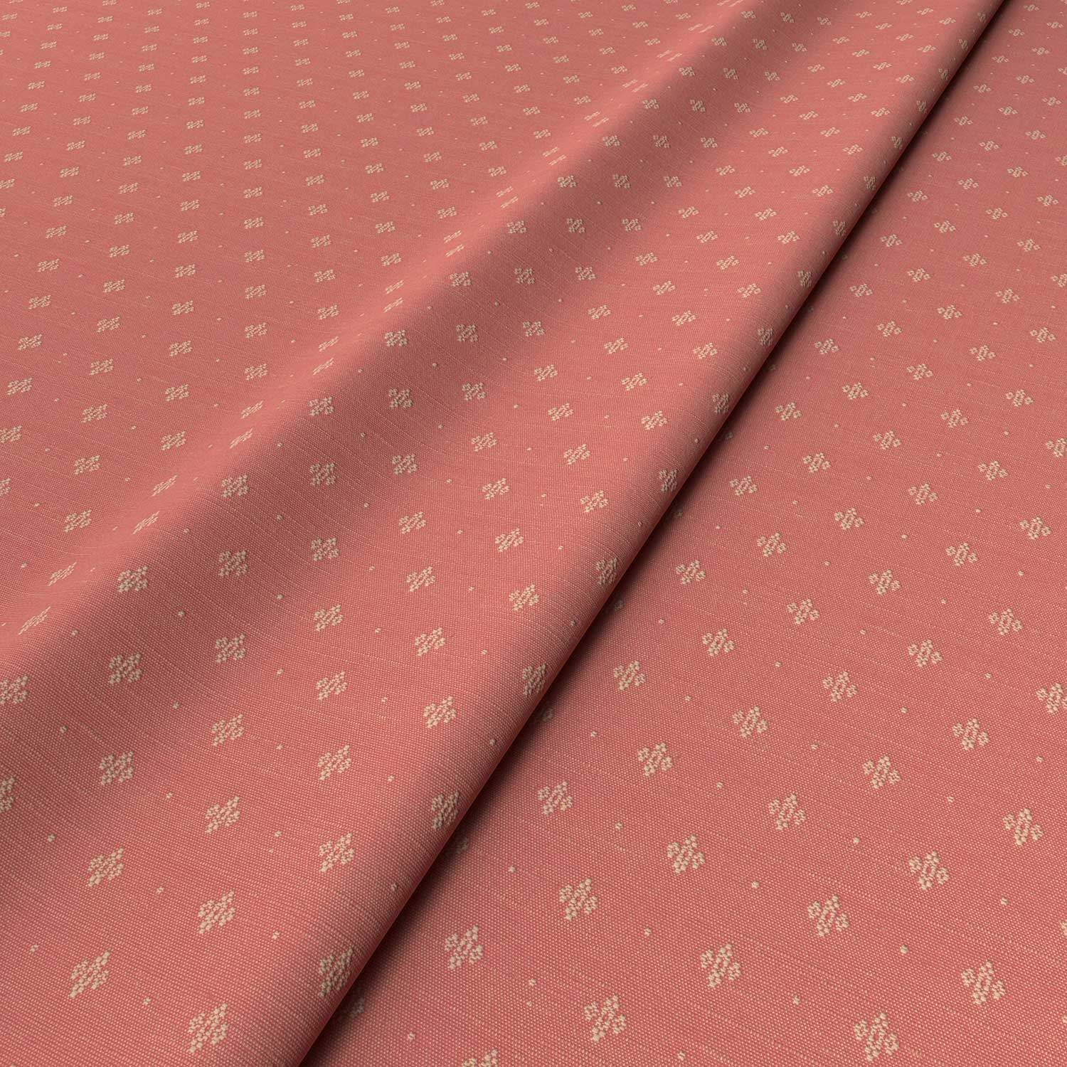 Sample of a pink woven fabric.