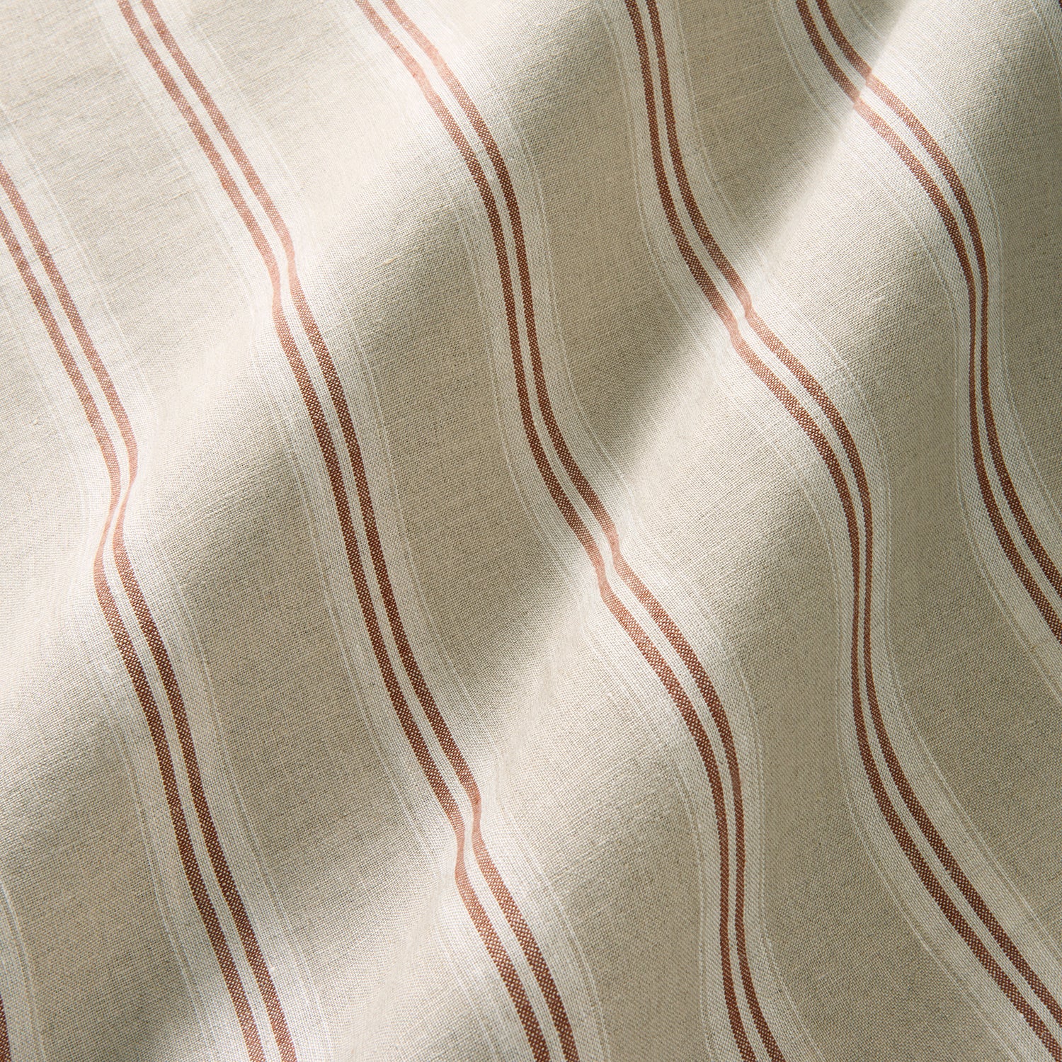 Classic stripe, perfect for casual-style linen curtains and blinds. Shown in Ember.