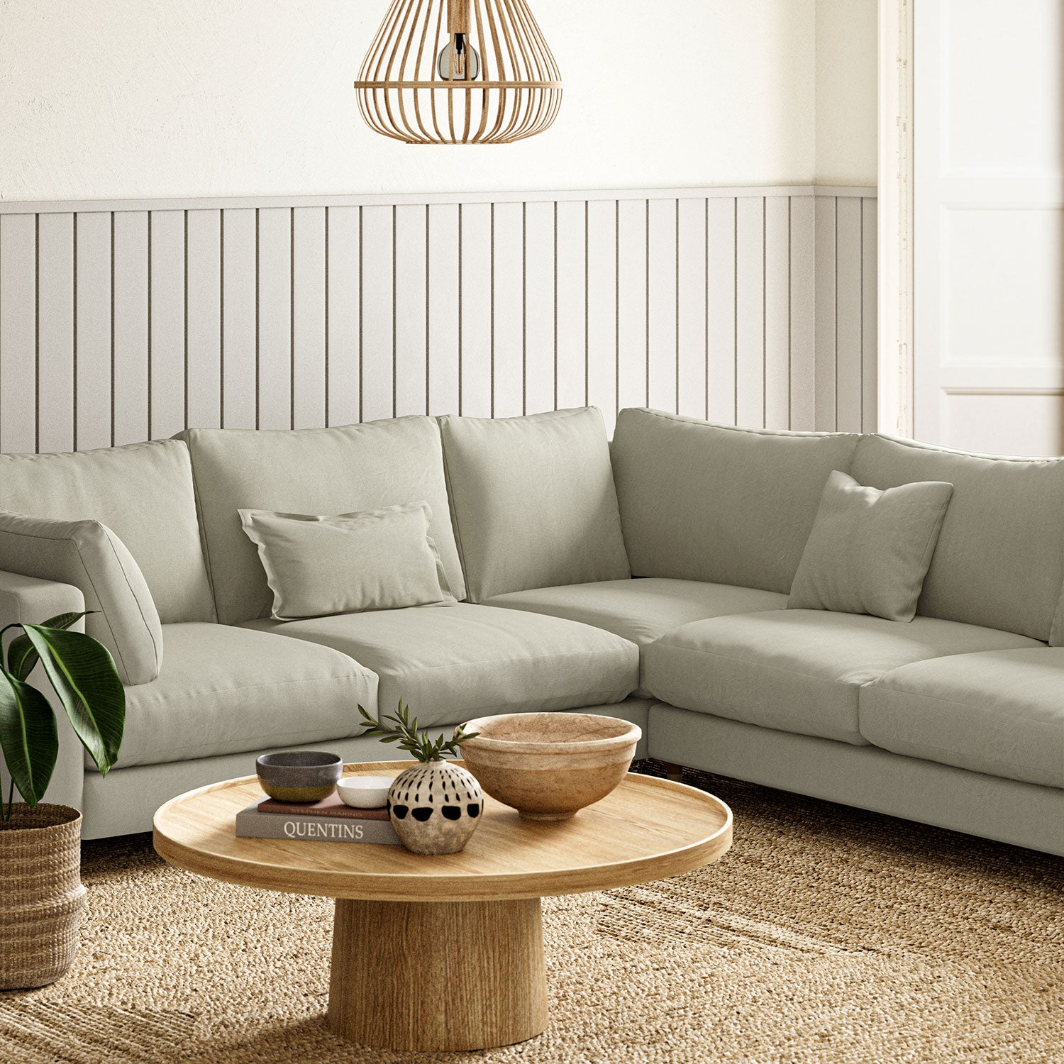 Sofa upholstered in Hemp linen fabric