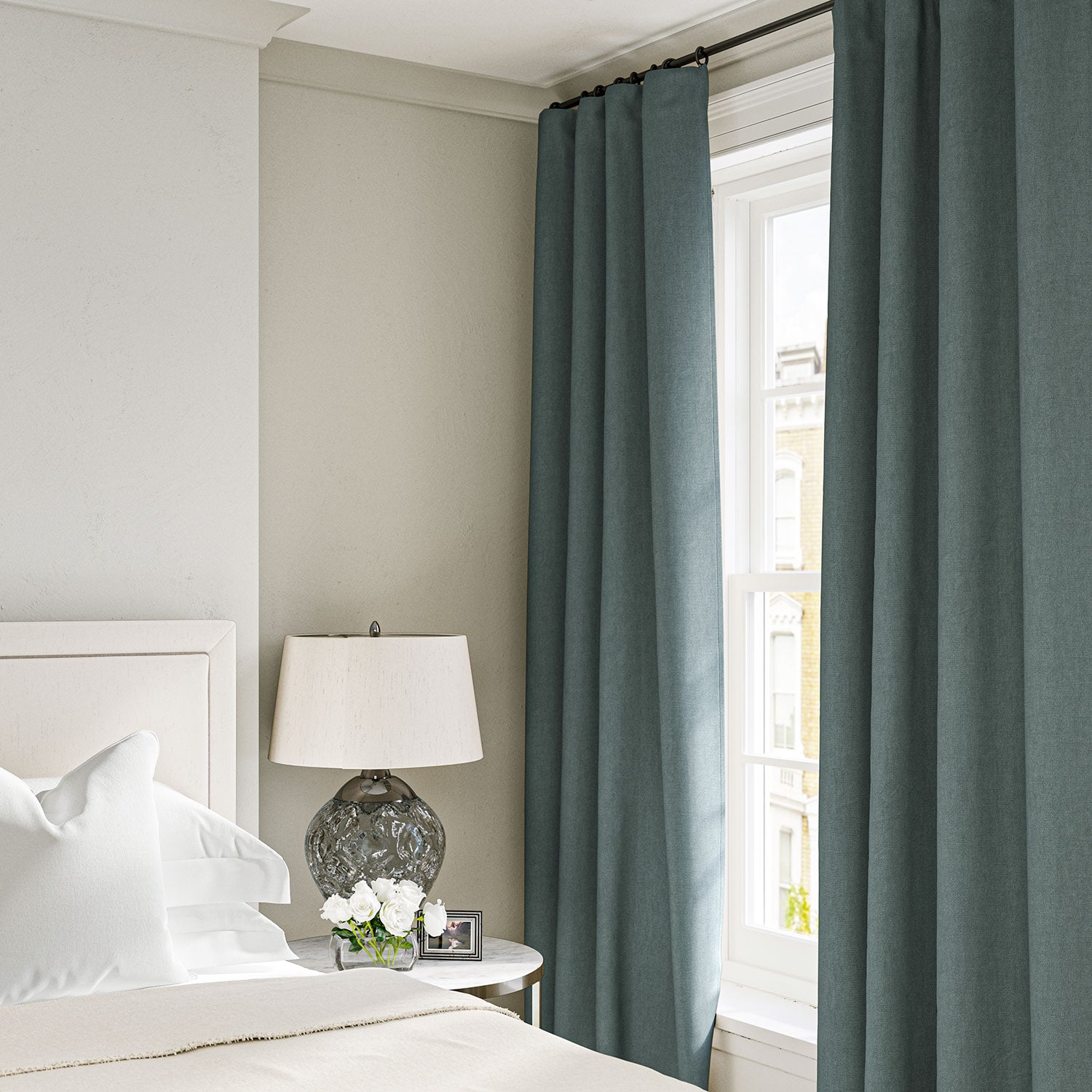 Linen curtain in Mineral