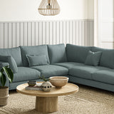 Sofa upholstered in Mineral linen fabric