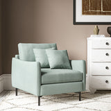 Chair upholstered in Sky linen fabric
