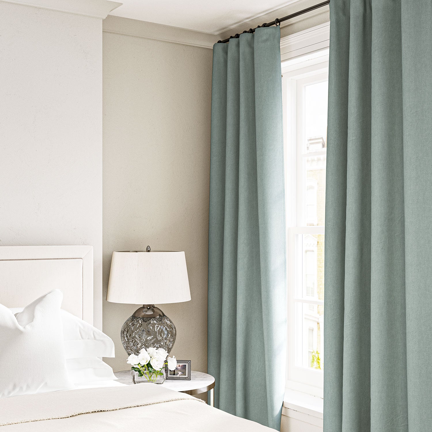 Linen curtain in Sky